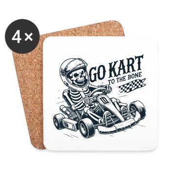 Skeleton Go-Kart To The Bone Retro Style - Coasters (set of 4) - white - Front