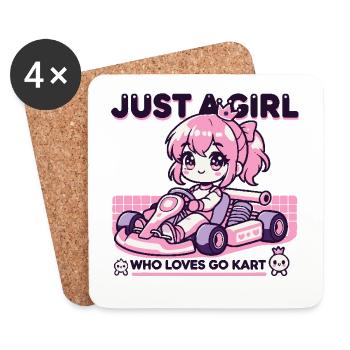 Une fille qui aime le style anime Go-Kart - Dessous de verre (lot de 4) - blanc - Devant