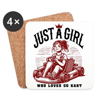 Juste une fille qui aime le karting design vintage - Dessous de verre (lot de 4) - blanc - Devant