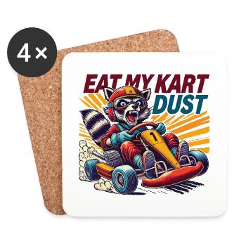 Go-Kart Racing Retro Style Eat My Kart Dust - Coasters (set of 4) - white - Front