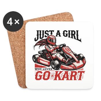 Une fille qui aime le kart style rétro - Dessous de verre (lot de 4) - blanc - Devant