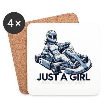 Juste une fille qui aime les courses de karting - Dessous de verre (lot de 4) - blanc - Devant