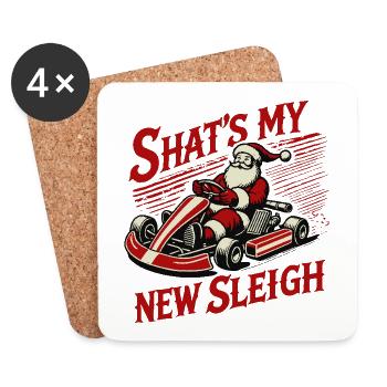 Go-Kart Drôle de Noël - Dessous de verre (lot de 4) - blanc - Devant