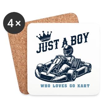 Un garçon qui aime le karting - Dessous de verre (lot de 4) - blanc - Devant