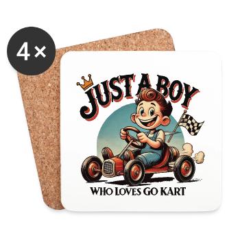 Junge Der Go-Kart Liebt Retro Cartoon Design - Untersetzer (4er-Set) - Weiß - Vorne