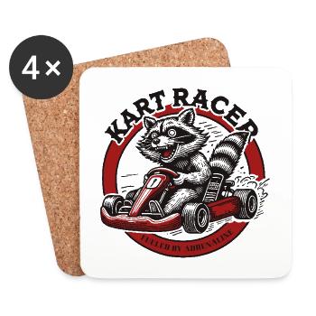 Go-Kart Rennen Adrenalin Rausch Mit Kart Racer - Untersetzer (4er-Set) - Weiß - Vorne