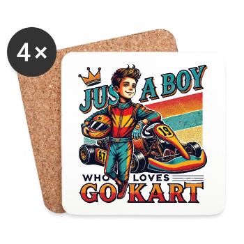 Juste un garçon qui aime le karting - Dessous de verre (lot de 4) - blanc - Devant