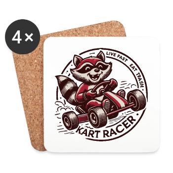 Kart Racer Raccoon : Vivez vite et mangez des déchets - Dessous de verre (lot de 4) - blanc - Devant