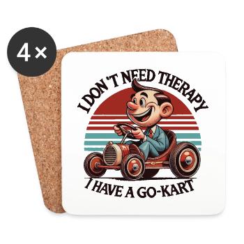 Je n’ai pas besoin de thérapie, j’ai un kart - Dessous de verre (lot de 4) - blanc - Devant