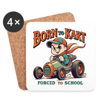 Geboren Zum Kart fahren Retro Cartoon Look - Untersetzer (4er-Set) - Weiß - Vorne