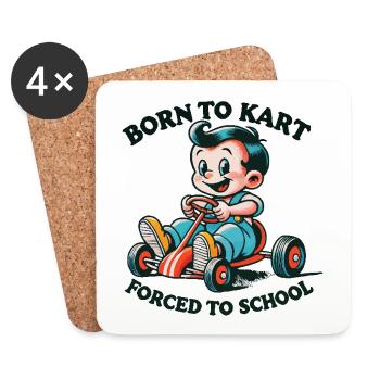 Go-Kart Dessin animé rétro né pour le karting - Dessous de verre (lot de 4) - blanc - Devant