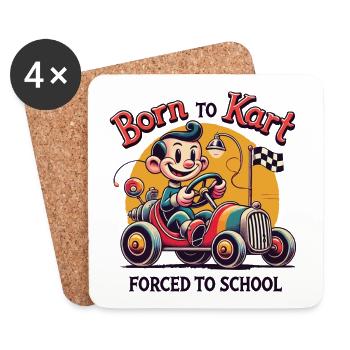 Born To Kart Conduite Dessin animé rétro Go-Kart - Dessous de verre (lot de 4) - blanc - Devant