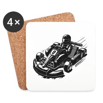 Retro Go-Kart Fahrer Vintage Design - Untersetzer (4er-Set) - Weiß - Vorne