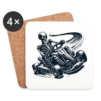 Le skeleton dans l’aventure d’une course de karting - Dessous de verre (lot de 4) - blanc - Devant