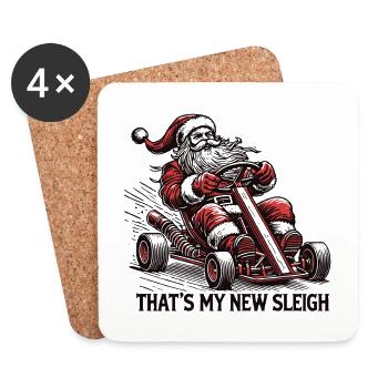 Traîneau à karting du Père Noël - Dessous de verre (lot de 4) - blanc - Devant