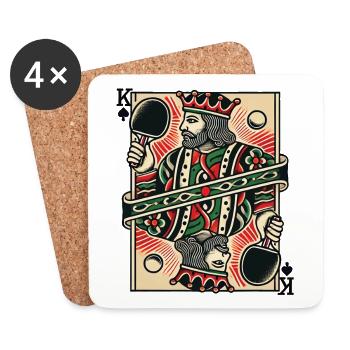 Retro Table Tennis King Playing Card Classic - Coasters (set of 4) - white - Front