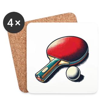 Retro Table Tennis Racket Vintage Style Table Tennis - Coasters (set of 4) - white - Front
