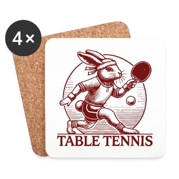 Hase Vintage Retro Tischtennis Spieler Design - Untersetzer (4er-Set) - Weiß - Vorne