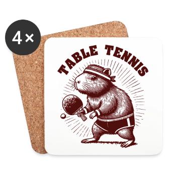Capybara Vintage Tischtennis Spieler Retro Look - Untersetzer (4er-Set) - Weiß - Vorne