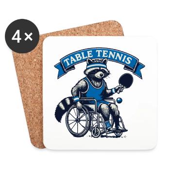 Tennis de table raton laveur Fauteuil roulant Rider Vintage - Dessous de verre (lot de 4) - blanc - Devant