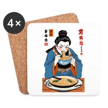 Ramen japonais Ukiyo-E Rétro Streetwear - Dessous de verre (lot de 4) - blanc - Devant