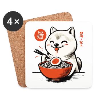 Ramen Nudeln Liebe Shiba Hund Japan Retro Ukiyo-E - Untersetzer (4er-Set) - Weiß - Vorne