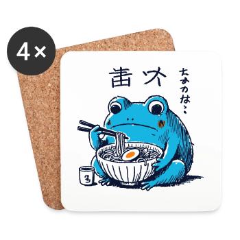 Kawaii Ramen Frog Ukiyo-E Retro Aesthetic - Coasters (set of 4) - white - Front