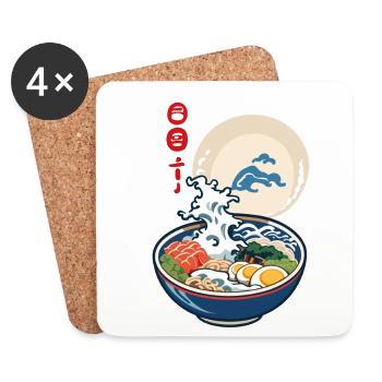 Japanisches Ukiyo-E Ramen Nudeln Retro Ästhetik - Untersetzer (4er-Set) - Weiß - Vorne