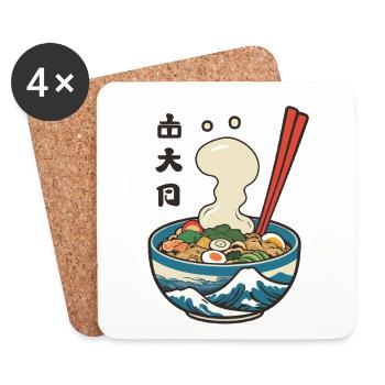 Japanese Ramen Ukiyo-E Retro Aesthetic Design - Coasters (set of 4) - white - Front