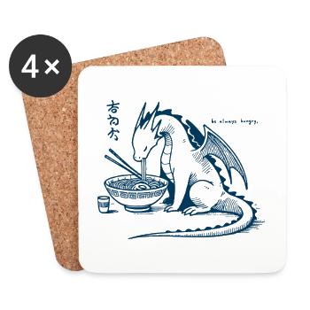 Ramen Dragon Drôle Ukiyo-e Kawaii Japonais - Dessous de verre (lot de 4) - blanc - Devant