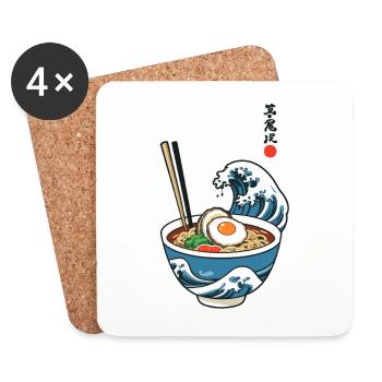 Ramen Ukiyo-e Esthétique Japonaise Rétro - Dessous de verre (lot de 4) - blanc - Devant