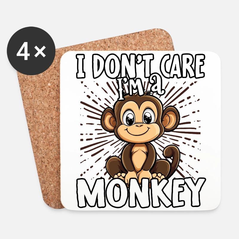 I don't care I'm a monkey - süßer Affe - Untersetzer (4er-Set) - Weiß