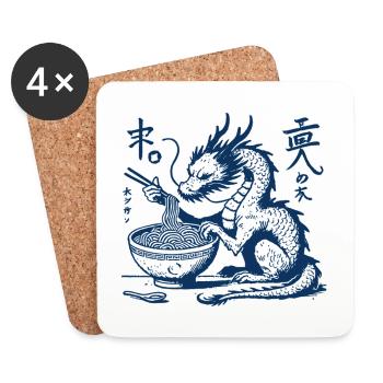 Funny Ukiyo-E Ramen Dragon Streetwear Retro - Coasters (set of 4) - white - Front