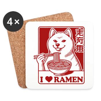 Amour des nouilles japonaises streetwear kawaii ramen - Dessous de verre (lot de 4) - blanc - Devant