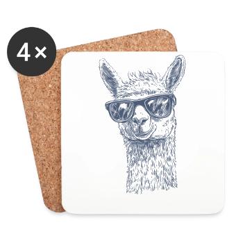 Cooles Lama Mit Sonnenbrille Lustiges Tier - Untersetzer (4er-Set) - Weiß - Vorne