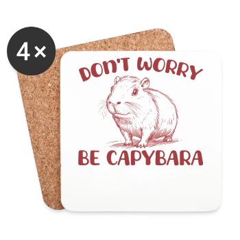 Don't worry, be Capybara Funny - Coasters (set of 4) - white - Front