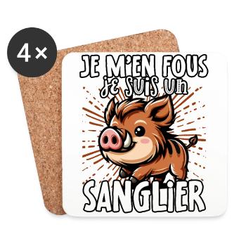 Je m’en fous je suis un sanglier - sweet - Dessous de verre (lot de 4) - blanc - Devant