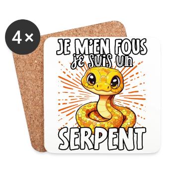 Je m’en fous je suis un serpent - sweet snake - Dessous de verre (lot de 4) - blanc - Devant