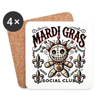 Mardi Gras Voodoo Doll Social Club - Dessous de verre (lot de 4) - blanc - Devant