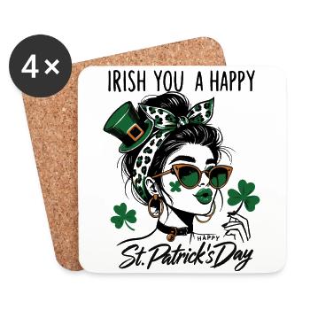 Irish You A Happy St. Patrick's Day Girl - Untersetzer (4er-Set) - Weiß - Vorne