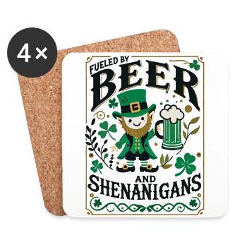 St. Patrick's Day: Beer Und shenanigans - Untersetzer (4er-Set) - Weiß - Vorne
