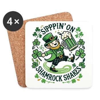 Sippin' On Shamrock Shakes St. Patricks Day Freude - Untersetzer (4er-Set) - Weiß - Vorne