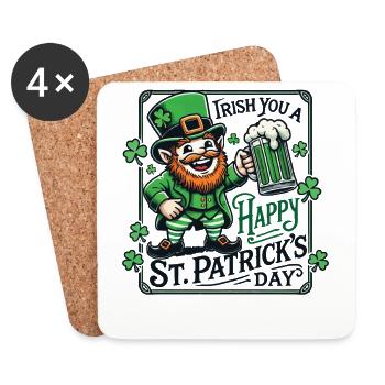Irischer St. Patrick's Day Leprechaun - Untersetzer (4er-Set) - Weiß - Vorne