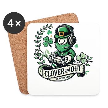 clover and out St. Patrick's Day Gaming - Untersetzer (4er-Set) - Weiß - Vorne