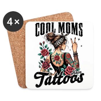 Cool Moms Have Tattoos - Untersetzer (4er-Set) - Weiß - Vorne
