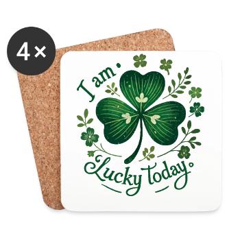 Je suis heureux aujourd’hui Shamrock St. Patrick’s - Dessous de verre (lot de 4) - blanc - Devant