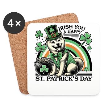 Joyeux chien de la Saint-Patrick - Dessous de verre (lot de 4) - blanc - Devant