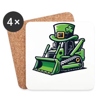 Excavatrice pour la Saint-Patrick pour les enfants - Dessous de verre (lot de 4) - blanc - Devant