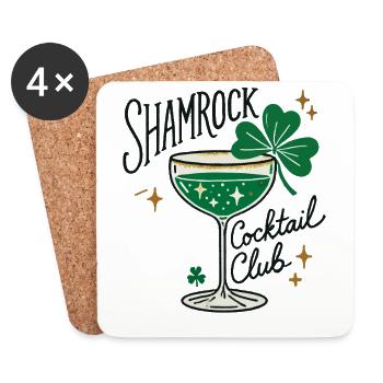 Shamrock Cocktail Club pour la Saint-Patrick - Dessous de verre (lot de 4) - blanc - Devant