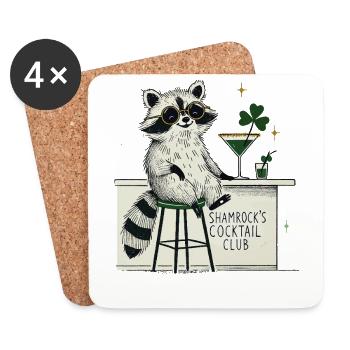 Shamrock's Cocktail Club Raccoon St. Patrick's - Coasters (set of 4) - white - Front